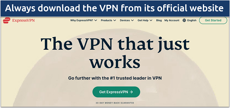 Screenshot of ExpressVPN's official website