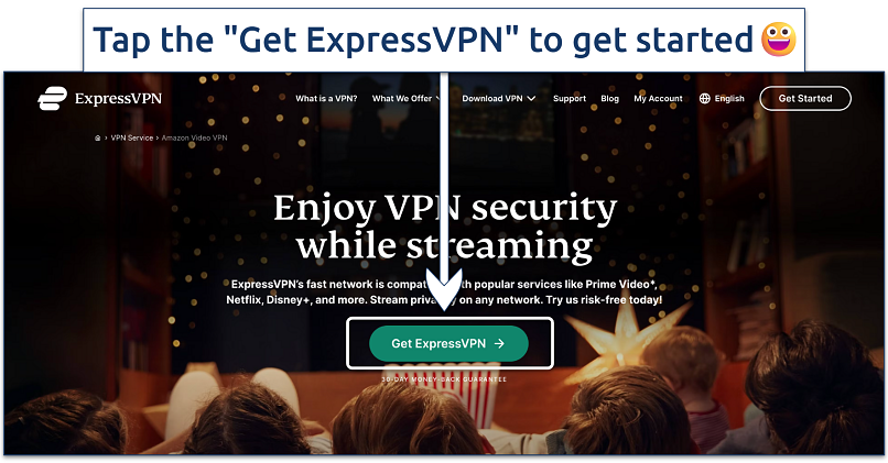 Screenshot of ExpressVPN's Disney+ landing page