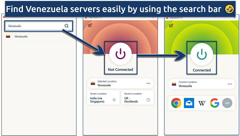 image showing the servers of ExpressVPN on its Windows app interface