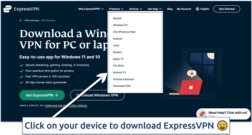 Images of the ExpressVPN website with devices in focus