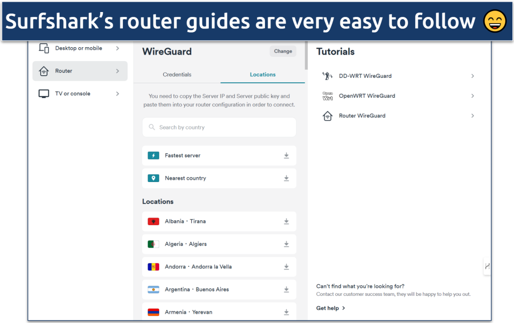 Screenshot of the Surfshark router setup tutorial page