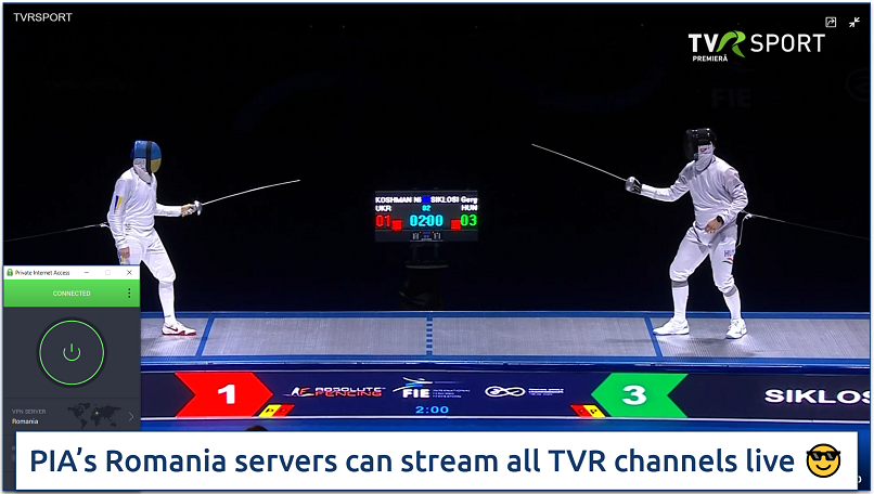 Image of PIA Romania servers streaming TVR sports live