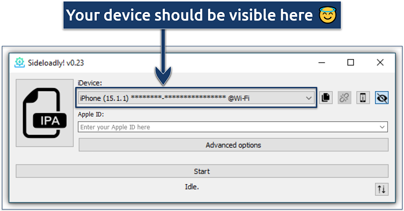 Image showing the interface of the Sideloadly Windows app