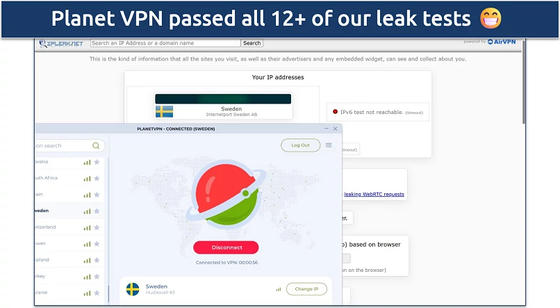 Planet VPN passed all 12+ of our leak tests 😁
