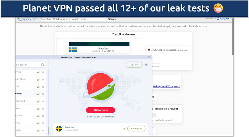 Planet VPN passed all 12+ of our leak tests 😁