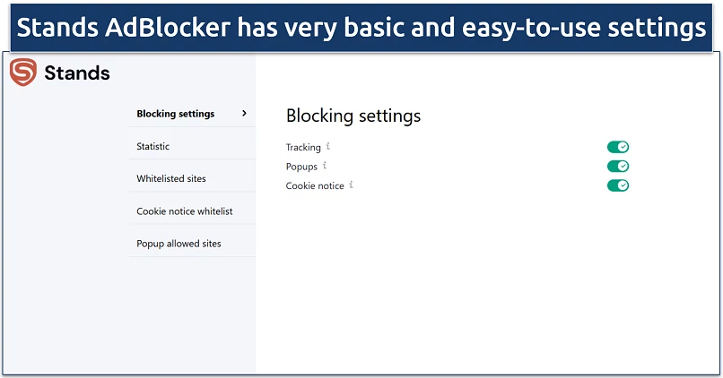 Image showing the settings page of Stands