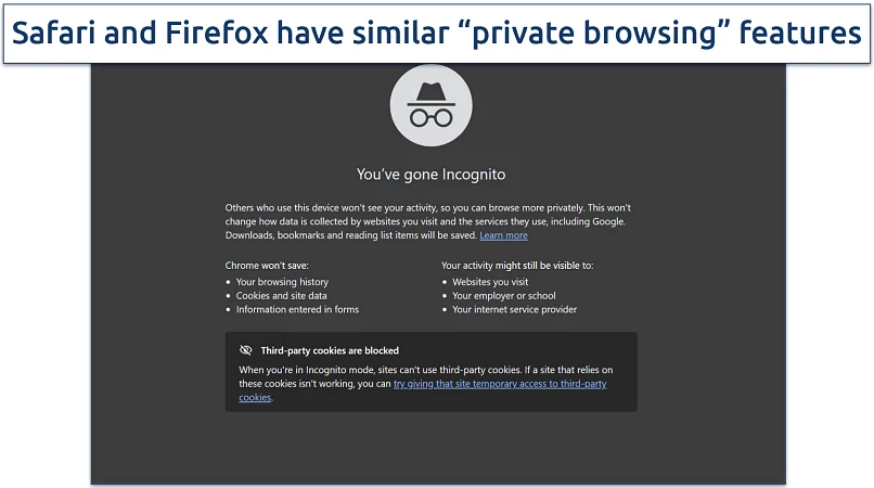 Screenshot of Chrome's incognito mode