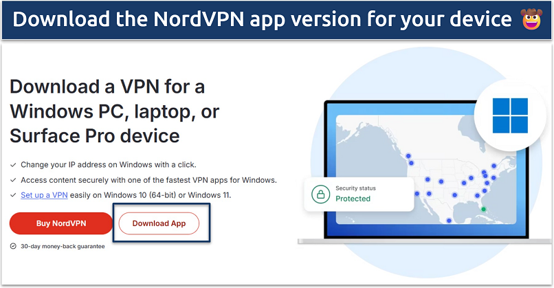 An image showing the NordVPN app download for Windows
