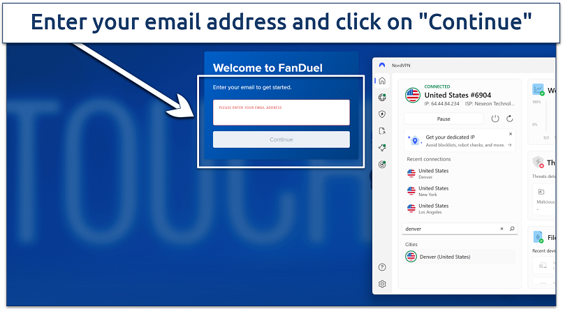 Screenshot of FanDuel's sign-up page