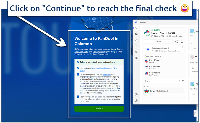 Screenshot of FanDuel's welcome window