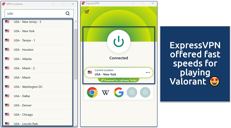 Screenshot of ExpressVPN's servers