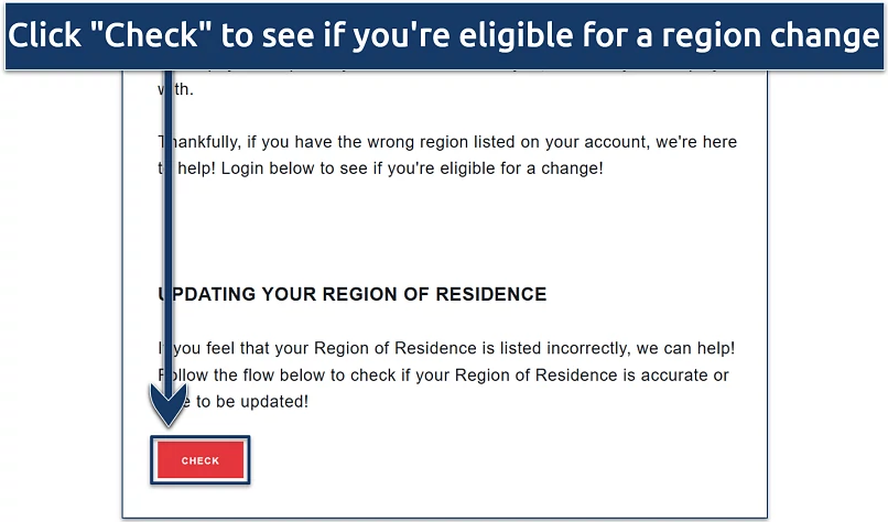 Screenshot of Riot's region change process