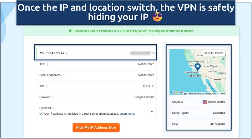 Screenshot showing the vpnMentor IP checker tool
