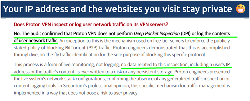 Screenshot of Proton VPN's 2025 audit by Securitum