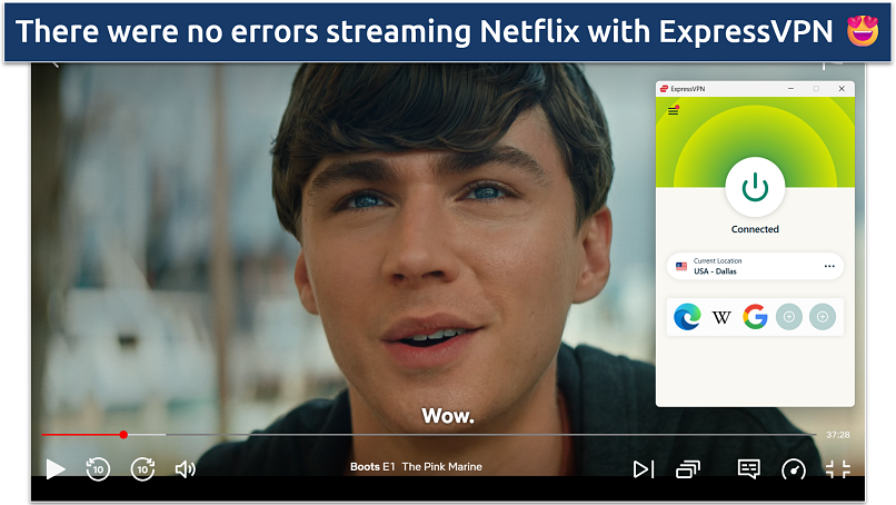  Screenshot of streaming Boots on Netflix while connected to ExpressVPN's USA - Dallas server