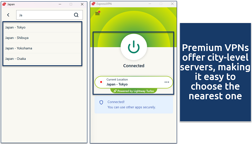 Screenshot of ExpressVPN's Windows UI